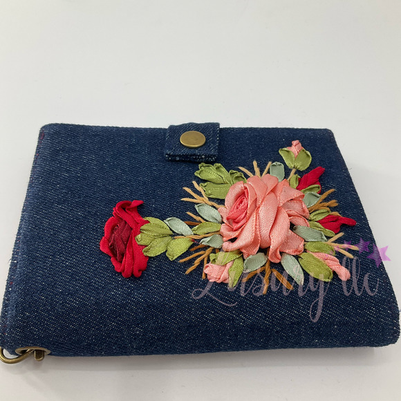 Red Rose Embroidery Passport Wallet & Silk Mask, Wedding Gift,Versatile Washable - Picture 4 of 16